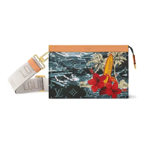 LOUIS VUITTON Монограмма Surfin' Покрытый холст Через плечо Клатч Мини Унисекс Синий