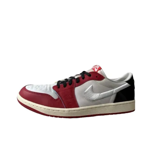 Jordan Air Jordan 1 Slip Resistant Abrasion Resistant Breathable Low Top Vintage Basketball Shoes Unisex White Red Джордан Эйр Джордан 1 Slip Resistant Abrasion Resistant Дышащий Низкий Топ Винтажные Баскетбольные Кроссовки Унисекс Белый Красный