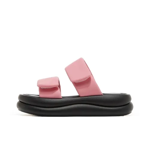 JOSINY ПУ (полиуретан) Полиуретан Шов Беззвучный Устойчивый к запахам Устойчивый к истиранию Шлепанцы Женские Розово-красный