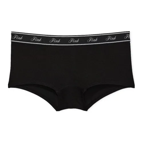 Victoria's Secret Розовый логотип Хлопок BOYSHORT PANTY PB Нижнее белье Женские 1 упаковка Черный