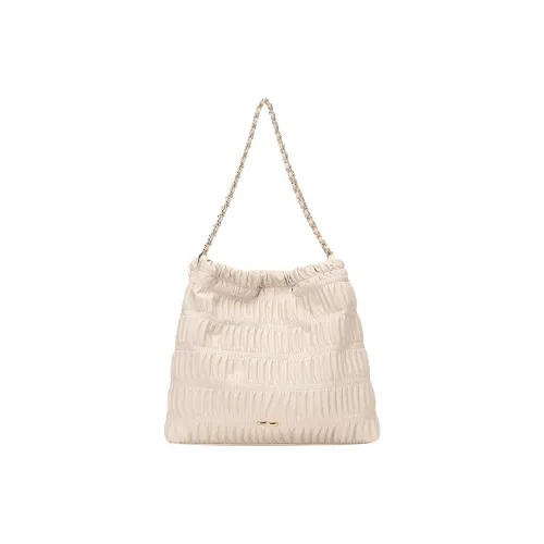 TTaG．baG Microfiber Synthetic Leather Shoulder Bag Women's Ecru Black ТТaG．baG Микрофибра Синтетическая Кожа Плечевая Сумка Женская Экрю Черный