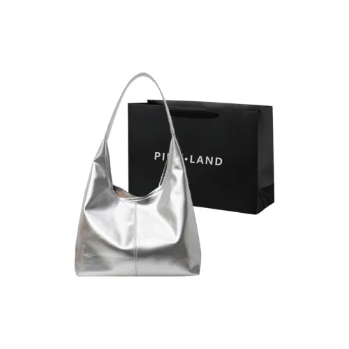 PINK·LAND ПУ (полиуретан) Сумка через плечо Стандартная Женская Серебряный Экрю Черный