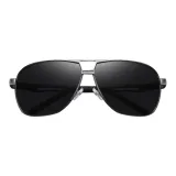 Черная серебряная оправа + поляризованные черные серые линзы + коробка