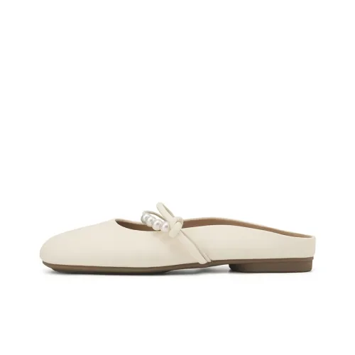 JOSINY Шов Стразы Противоскользящие Домашние тапочки Женские Экрю