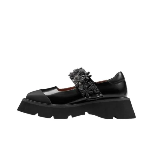 NUOGIC Inflorescence Коллекция Туфли Мэри Джейн с грубым каблуком 3,5 см женские черные