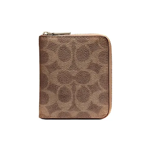 COACH Accordion Zip Покрытый холст Кошелек Маленький Мужской