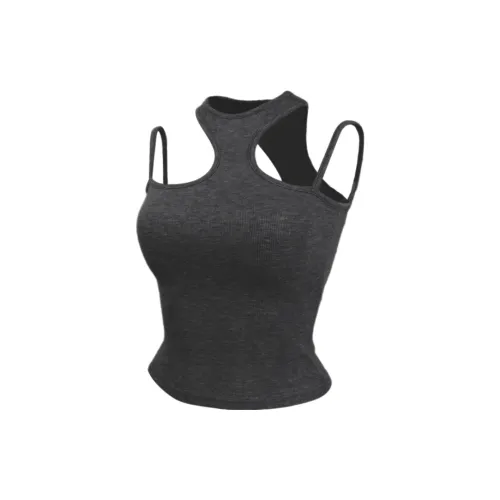 Вязаные ткани топ без рукавов темно-серый женский
