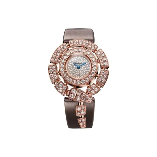 BVLGARI Serpenti Series Наручные часы Кварцевый механизм Сатиновый ремешок 30 мм Серебристый циферблат Женские часы