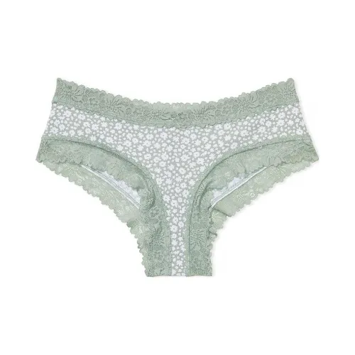 Victoria's Secret Розовый WINK Кружевная отделка Cheeky PANTY Зеленый Нижнее белье Женские 1 шт Зеленый Принт