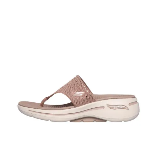 Skechers Go Walk Arch Fit Rhinestone Flip Flops Women's Taupe