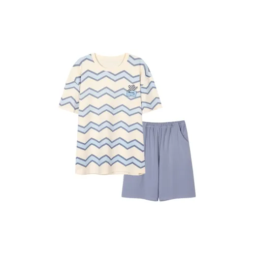 H YXIANG Пижамный комплект мужской синий белый