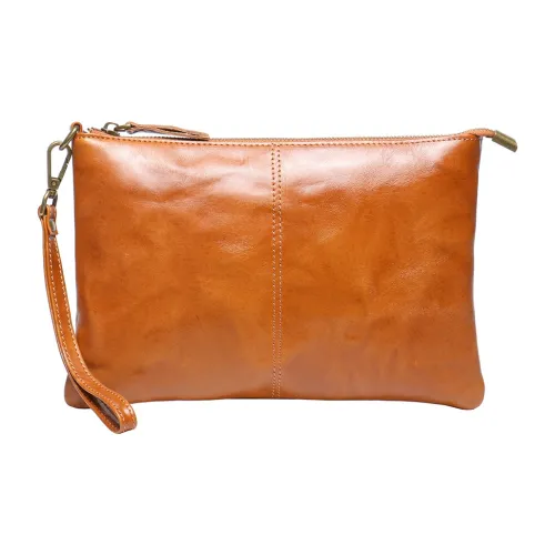 ROSEROOEN Клатч из крупнозернистой текстуры коровьей кожи унисекс коричневый кофейный черный