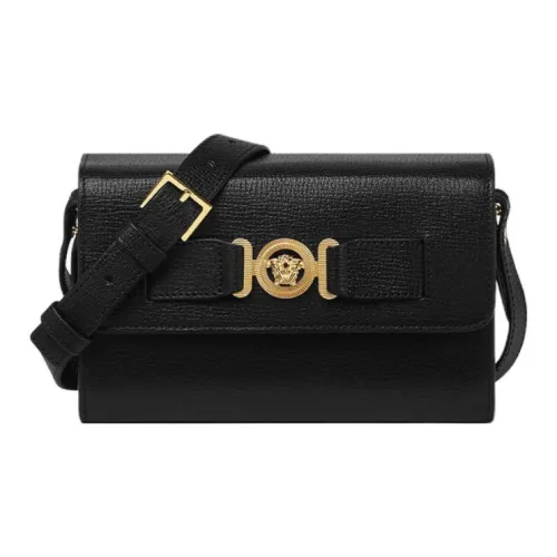 VERSACE Козья кожа Курьерская сумка Сумка через плечо Унисекс Черный