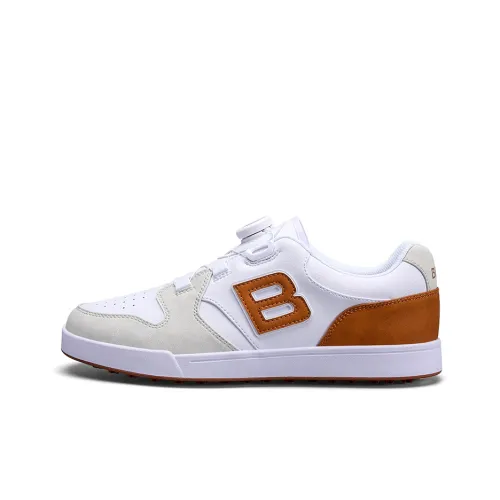 Birdie Slip-Resistant Abrasion-Resistant Waterproof Lightweight Rebound Mid Top Golf Shoes Men's White Brown Khaki