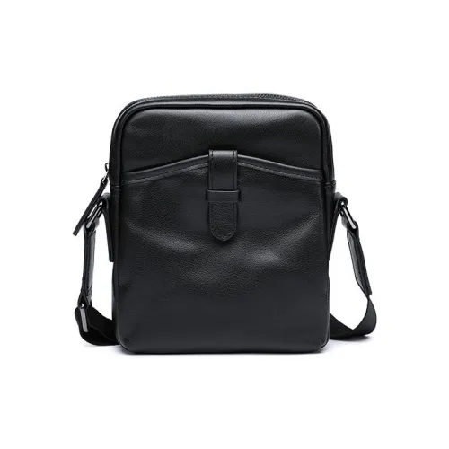 DOSRFINI Сумка через плечо из натуральной коровьей кожи мужская черная