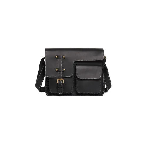 ROSEROOEN Сумка через плечо из натуральной коровьей кожи Мужская Черная Антикварный Коричневый Темно-коричневый