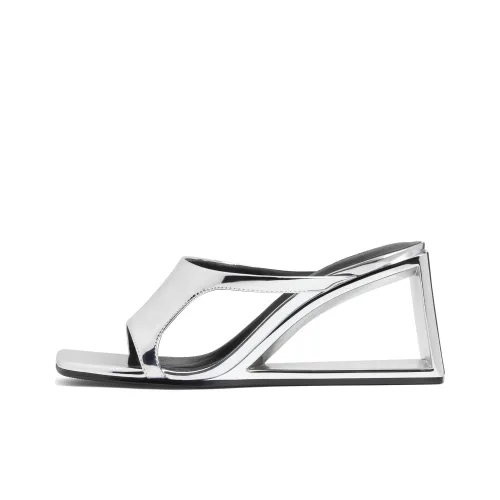 CHARLES KEITH Композитная подошва Слипоны 7,6 см Женские Серебряный Черный Коробка Черный