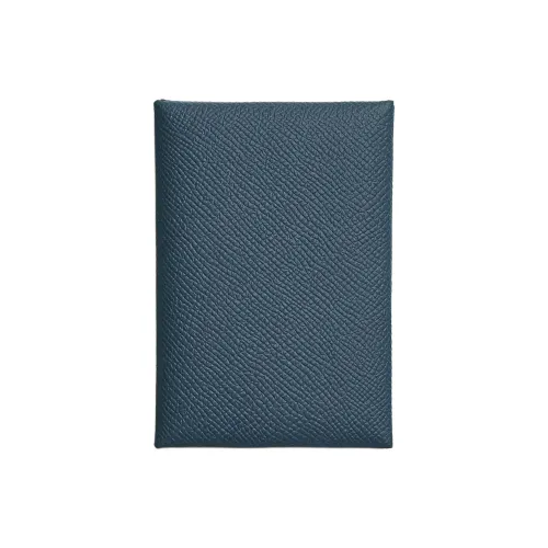 HERMES Calvi Duo Эпсомская кожа Картхолдер Женский Прусский синий и Пузырьковый зеленый