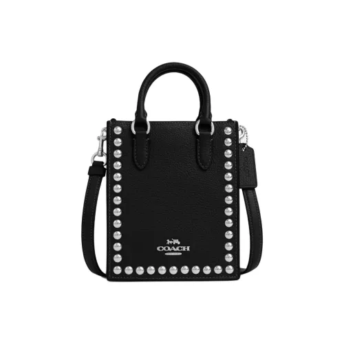 COACH N S Pebble Кожа Сумка-тоут Сумка для покупок Сумка Сумка через плечо Сумка через плечо Мини Женская Серебряная и Черная