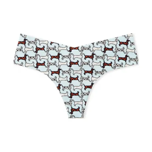 Victoria's Secret Розовый No Show Стринг PANTY Опал Синий Собака Принт Нижнее белье Женские 1 шт Синий Полный принт