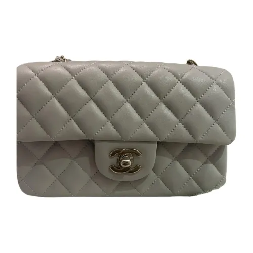 CHANEL Classic Flap CF Lambskin Сумка через плечо Мини Женская Светло-серый