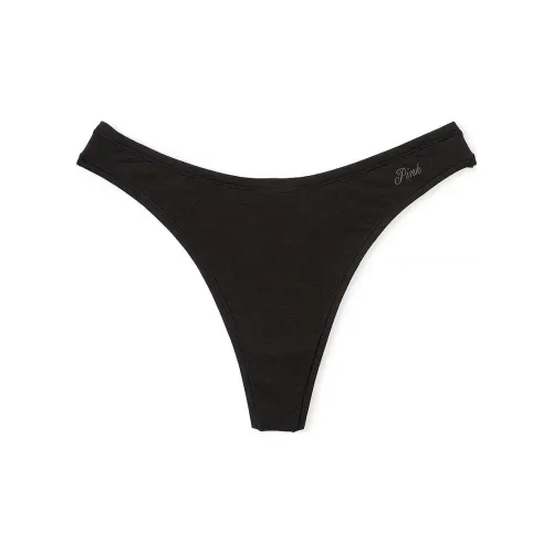 Victoria's Secret Розовый Хлопок HIGH Нога Стринг PANTY Чисто Черный Нижнее белье Женское 1 Пачка