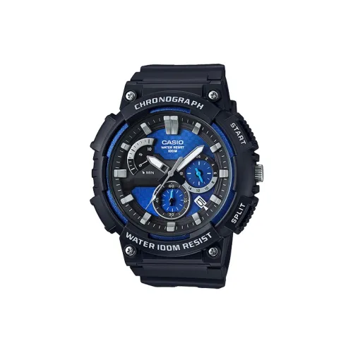 CASIO YOUTH Collection Круглый Аналоговый Кварцевый механизм Смольный ремешок Часы Мужские Циферблат Синий