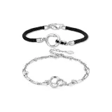 Круглый браслет [Черный + Серебряный]