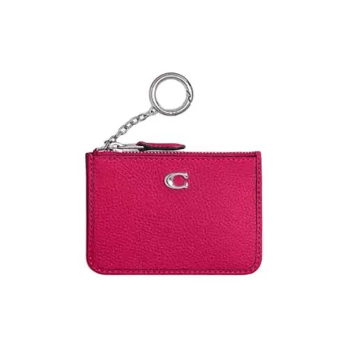 COACH Skinny Id Case Полированный GRAIN LEATHER Держатель удостоверения Кошелек Мини Женские Питайя