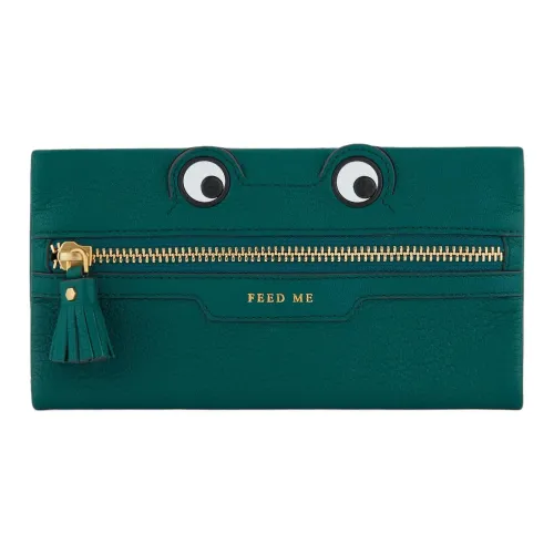 Anya Hindmarch Клатч из козьей кожи женский темно-зеленый