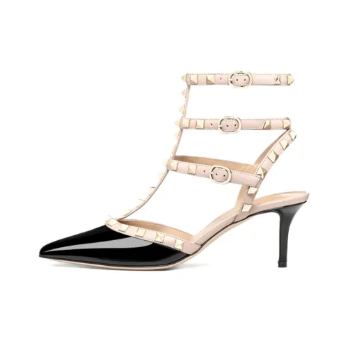 LUKECSION Высокий каблук заостренный носок сандалии женские черный