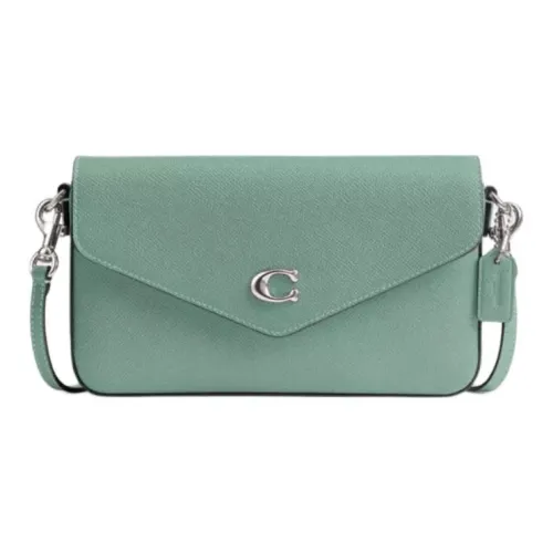 COACH Wyn Крестовая текстура Кожа Сумка через плечо Маленькая Женская Зеленая