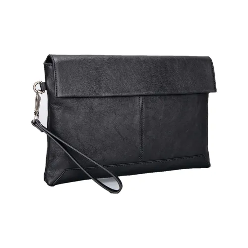 DOSRFINI Бизнес клатч из крупнозернистой текстуры коровьей кожи большой мужской черный