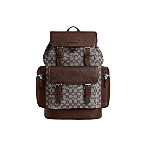 COACH Sprint Кожа Рюкзак Большой Мужской Коричневый Многоцветный