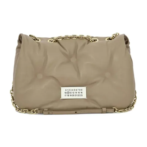 Maison Margiela Glam Slam Рельефная кожа Nappa Сумка через плечо Женская Бежевая