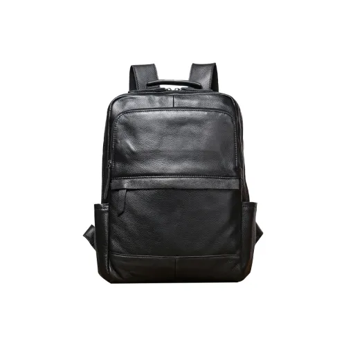 ROSEROOEN Рюкзак из крупнозернистой текстуры коровьей кожи унисекс черный кофейный