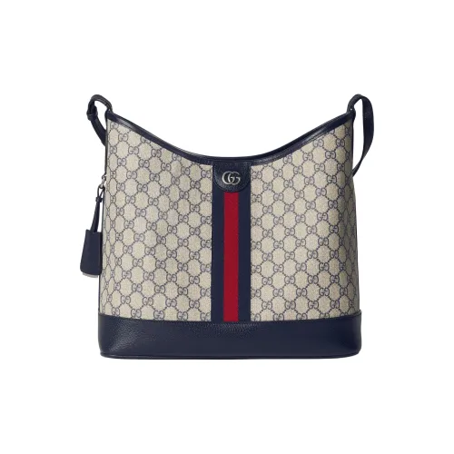 GUCCI Ophidia Supreme Холст и Кожа Сумка через плечо Сумка среднего размера Женская Бежевая и Синяя