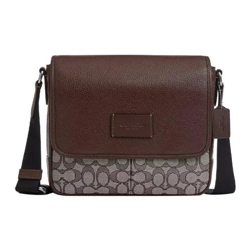 COACH Карта Жаккард с Галечная кожа And Телячья кожа Сумка через плечо Мини Мужской Серебряный Дуб Кленовый