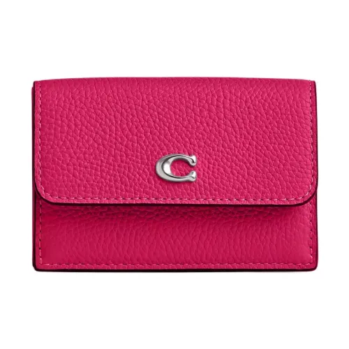 COACH Trifold Wallet Галька Кожа Мелочь Кошелек Кошелек Мини Женские Питайя