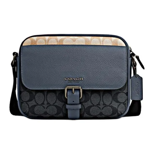 COACH Hudson Искусственная кожа с коровьей кожей Сумка через плечо Средняя Мужская Морской синий