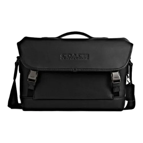 COACH League Кожа Сумка через плечо Сумка Большая Мужская Черная