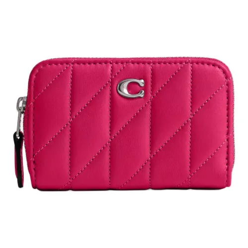 COACH Zip Around Кожа Наппа Монетница Кошелек Маленький Женский Питайя