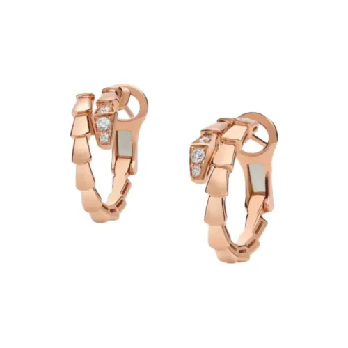 BVLGARI 18K Розовое золото серьги с бриллиантами женские розовое золото