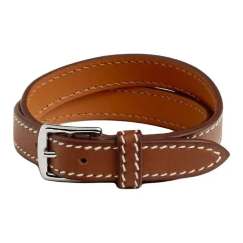 HERMES Телячья кожа Браслеты с золотым покрытием Унисекс Коричневый