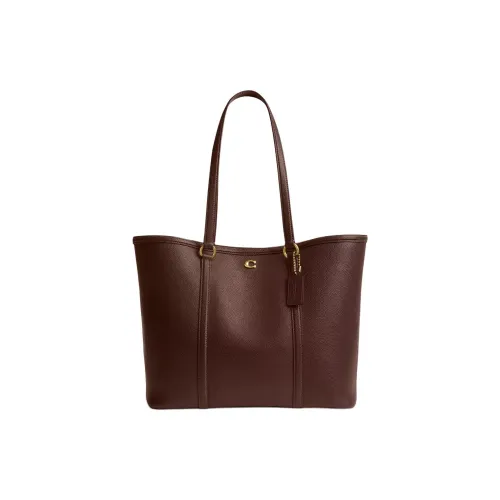 COACH Полированная кожа галька тоут сумка сумка для покупок сумка на одно плечо большая женская латунь And кленовый