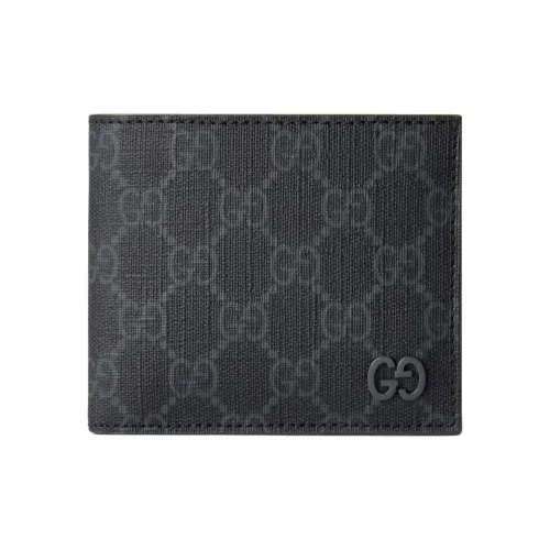 GUCCI Canvas с кожаными вставками кошелек мужской черный и хаки зеленый