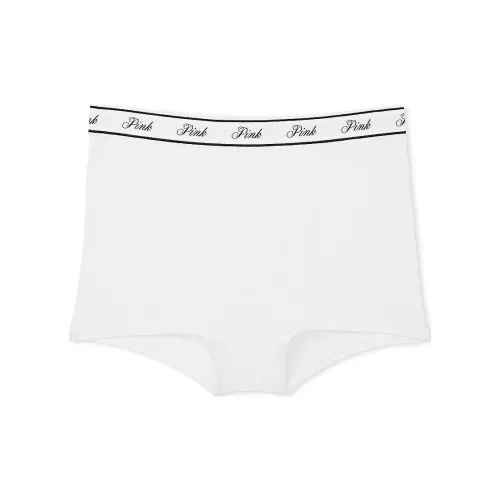 Victoria's Secret Розовый логотип Хлопок HIGH Обхват талии BOYSHORT PANTY Ptic Белый Нижнее белье Женские 1 шт Оптический белый