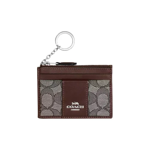 COACH Mini Id Skinny Кожа Кошелек Картхолдер Мини Женский Серебряный Дуб Кленовый