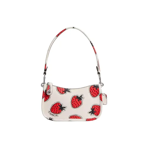 COACH Swinger Перчаточная дубленая кожа Сумка Сумка через плечо Мини Женская Меловый Разноцветный