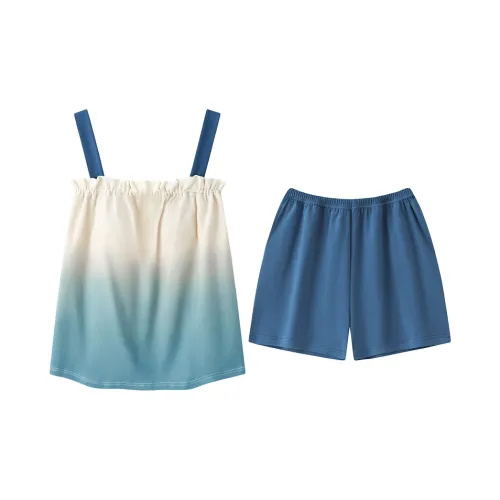 The Story Of The Flower Season Пижамный комплект Женские Синий Белый